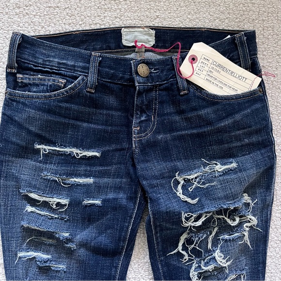 Current Eliot The Skinny shredded ripped destroyed new NWT 25 low rise - Picture 4 of 5